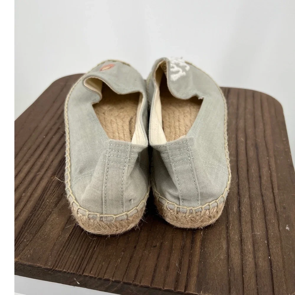 Soludos La Vie En Rose Espadrilles Sage Green Canvas Smoking Slippers 9.5